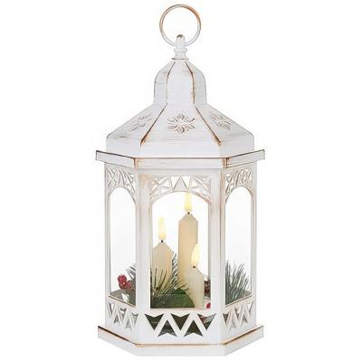 Light Up Hexagonal Xmas Lantern (White)